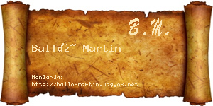 Balló Martin névjegykártya
